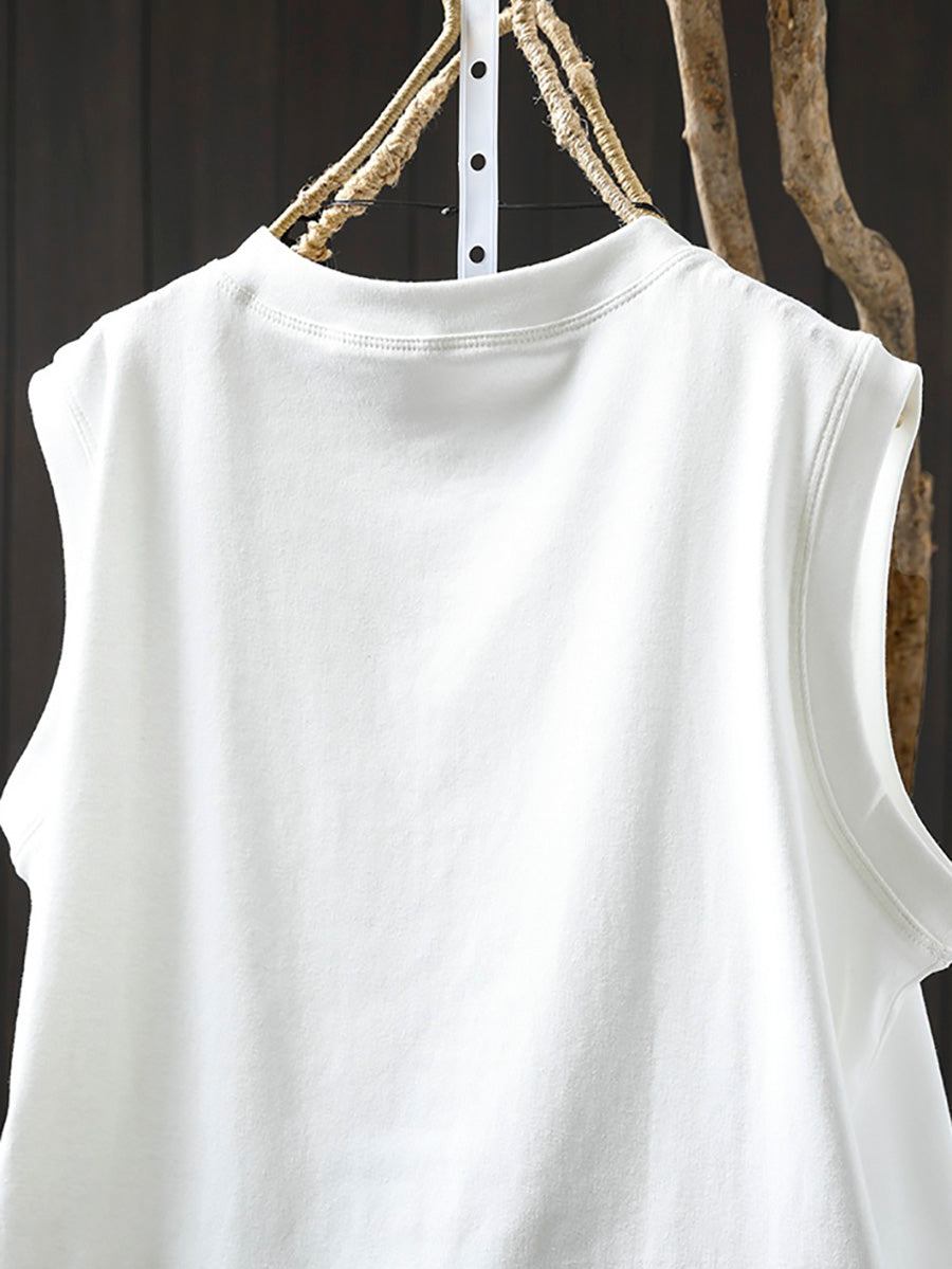 Chemise femme 100 % coton pur col rond couleur été décontracté 
