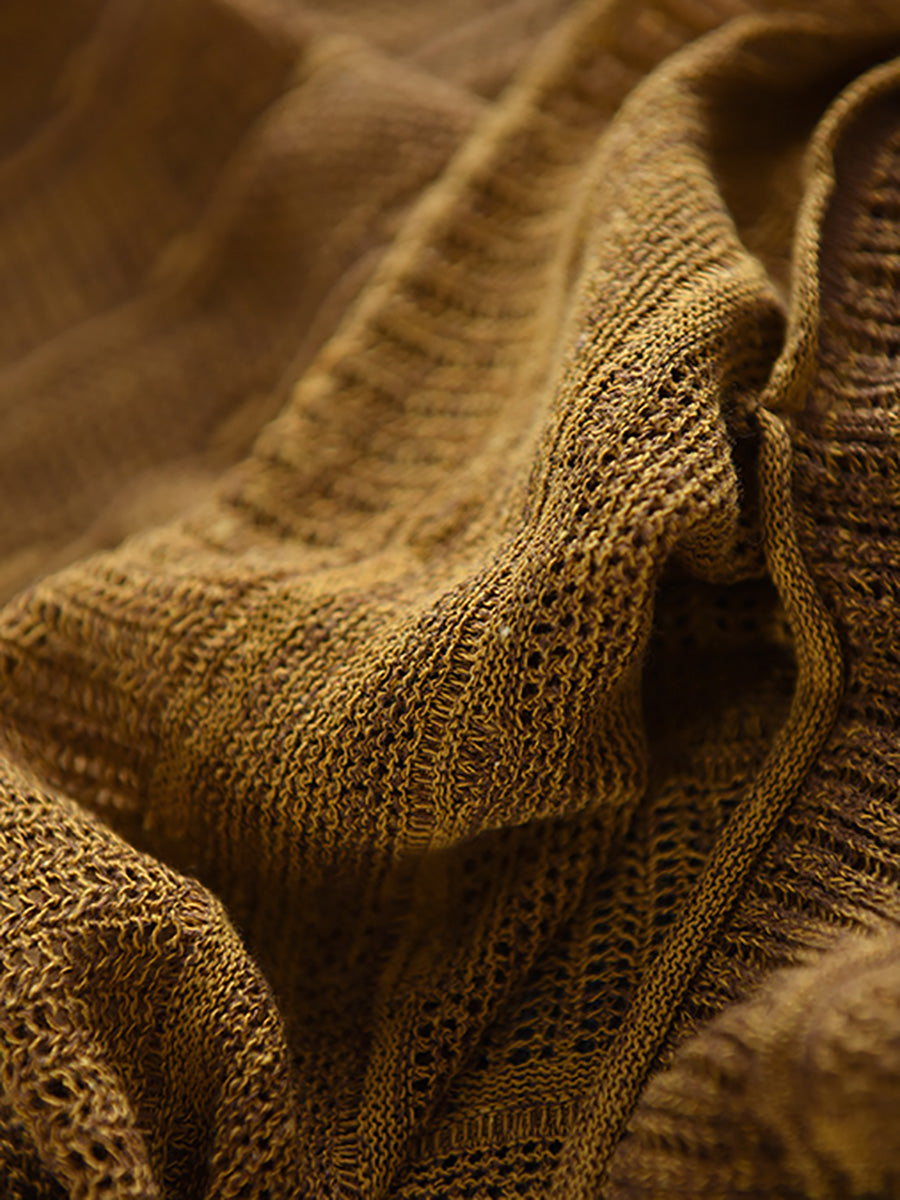 Chemise d'été à rayures et col rond, tricotée et décontractée pour femme