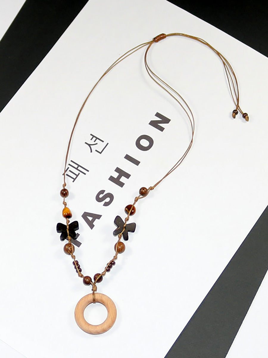 Artsy Bead Women Necklace Butterfly Wooden