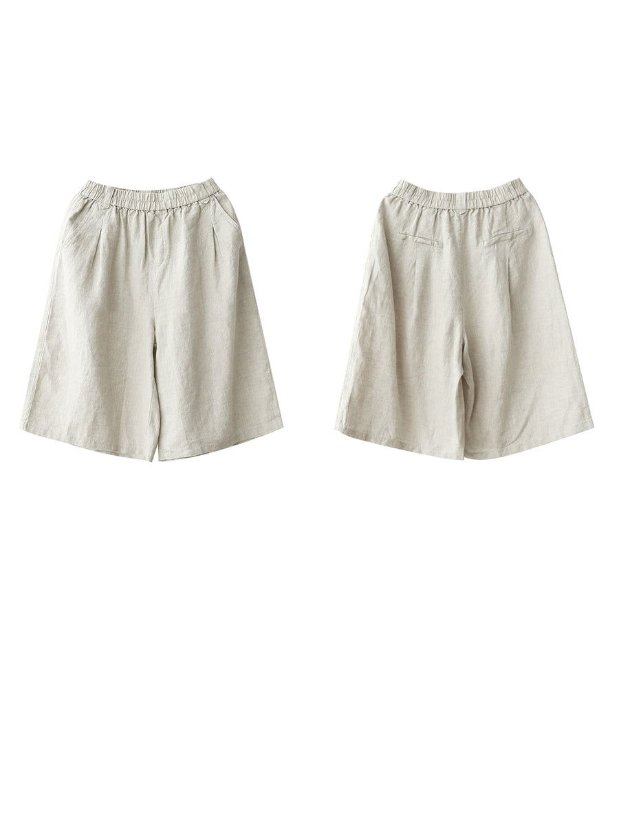 Sommer Hosen Reine Frauen 100% Leinen Casual Farbe Fünfte