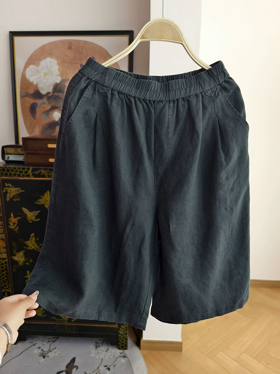 Sommer Hosen Reine Frauen 100% Leinen Casual Farbe Fünfte