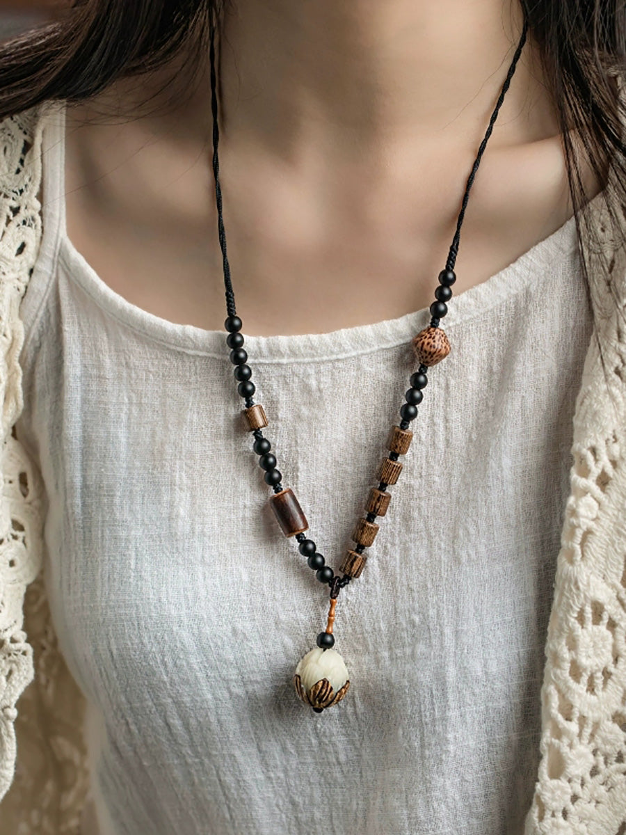 Necklace Women Bead Ethnic Wooden Bodhi