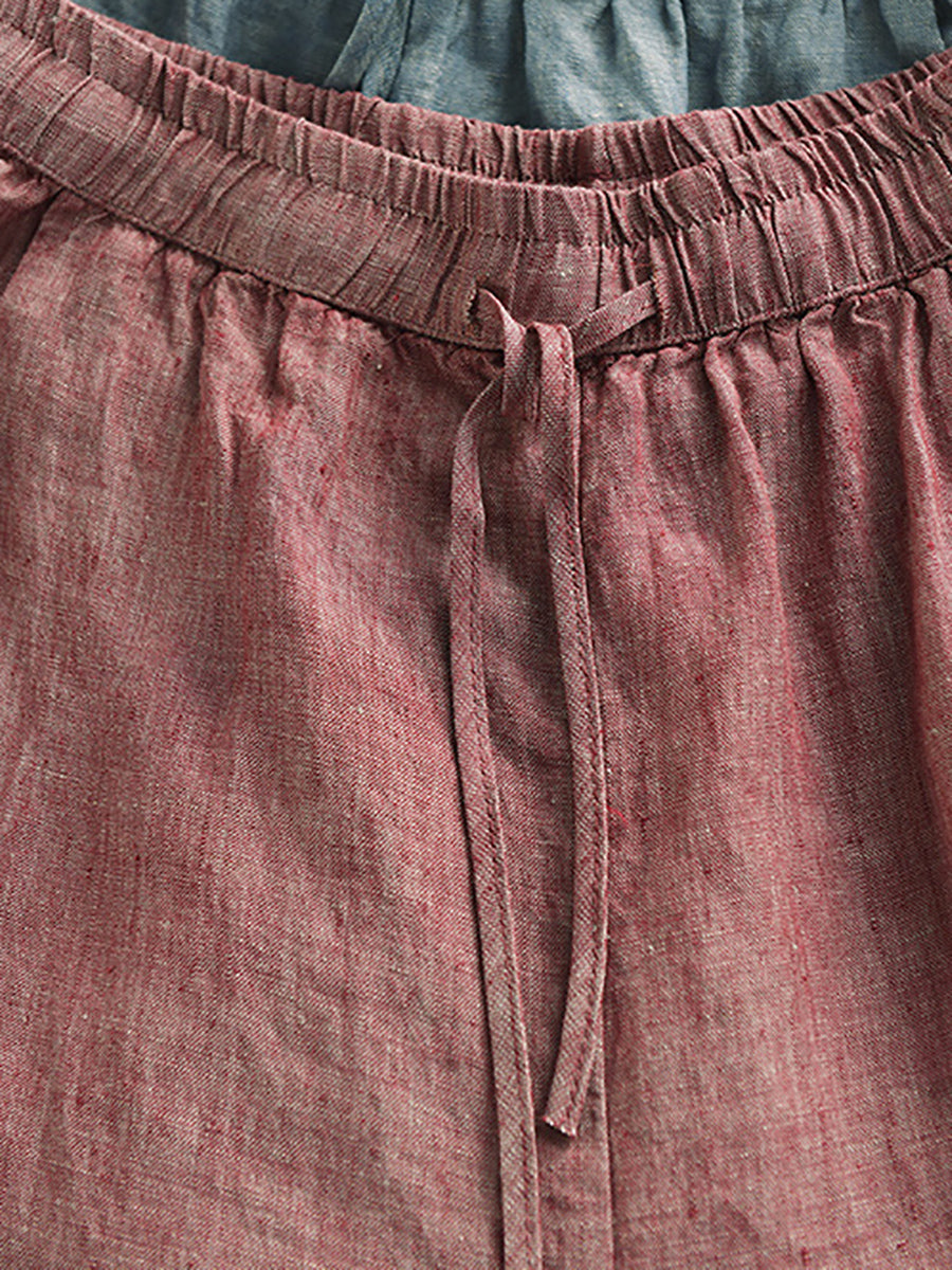 Frauen Retro Harem Sommerhose 100% Leinen Farbe Reine
