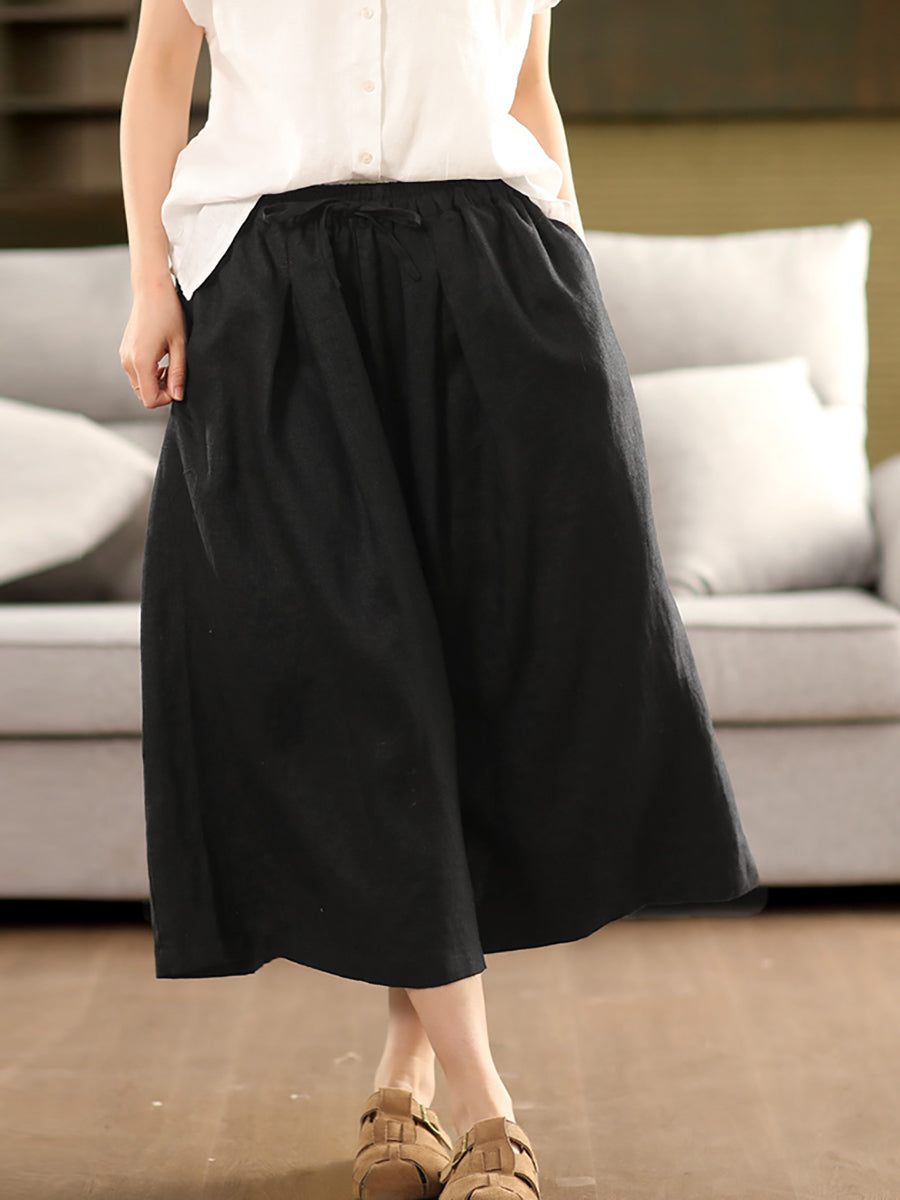 Sommer Reine 100% Leinen Rock Farbe Frauen
