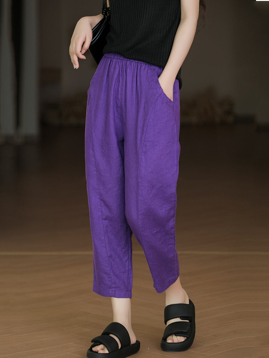 Pure Summer Harem Casual 100% Leinenhose Farbe Damen