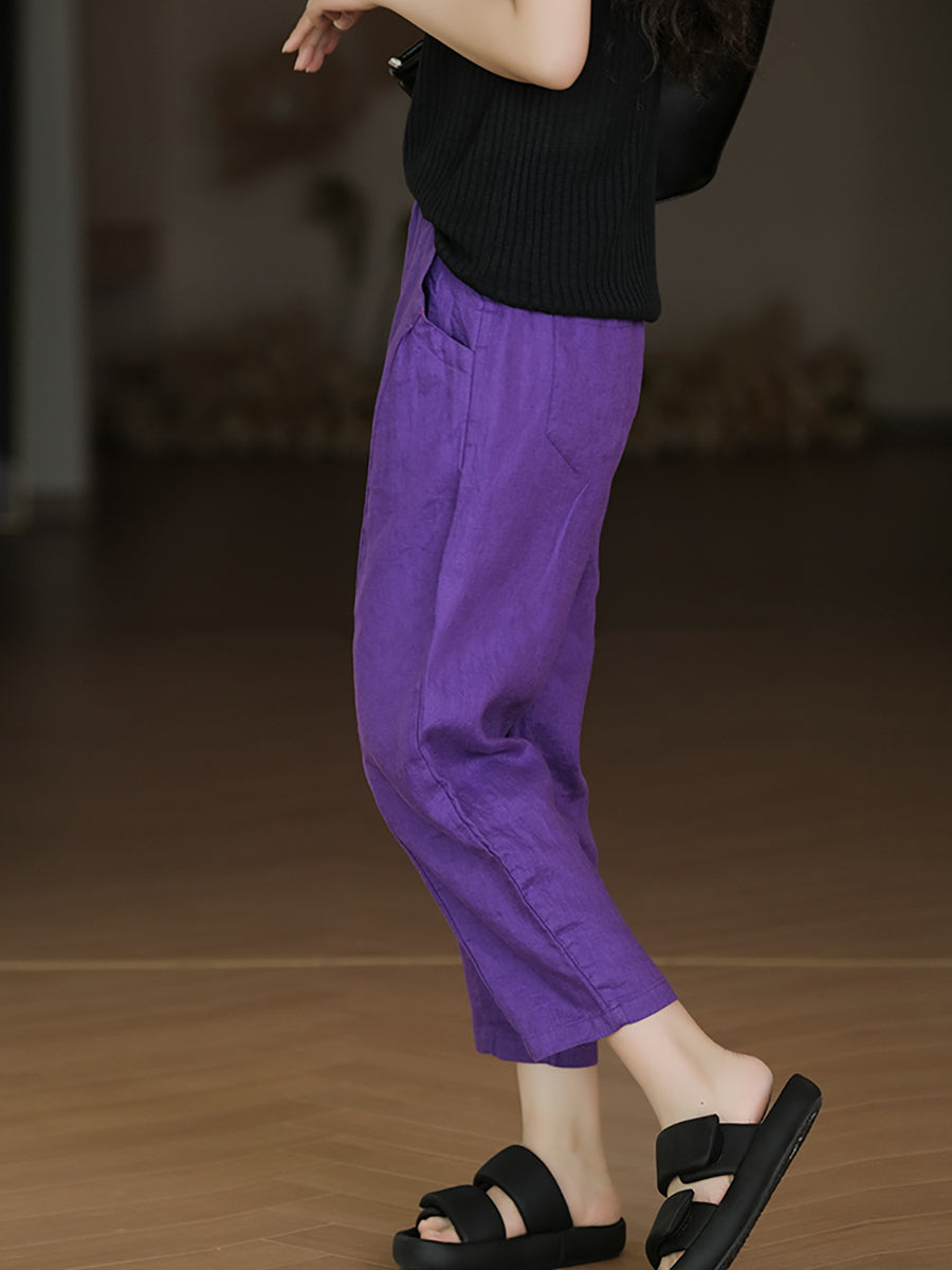 Pure Summer Harem Casual 100% Leinenhose Farbe Damen