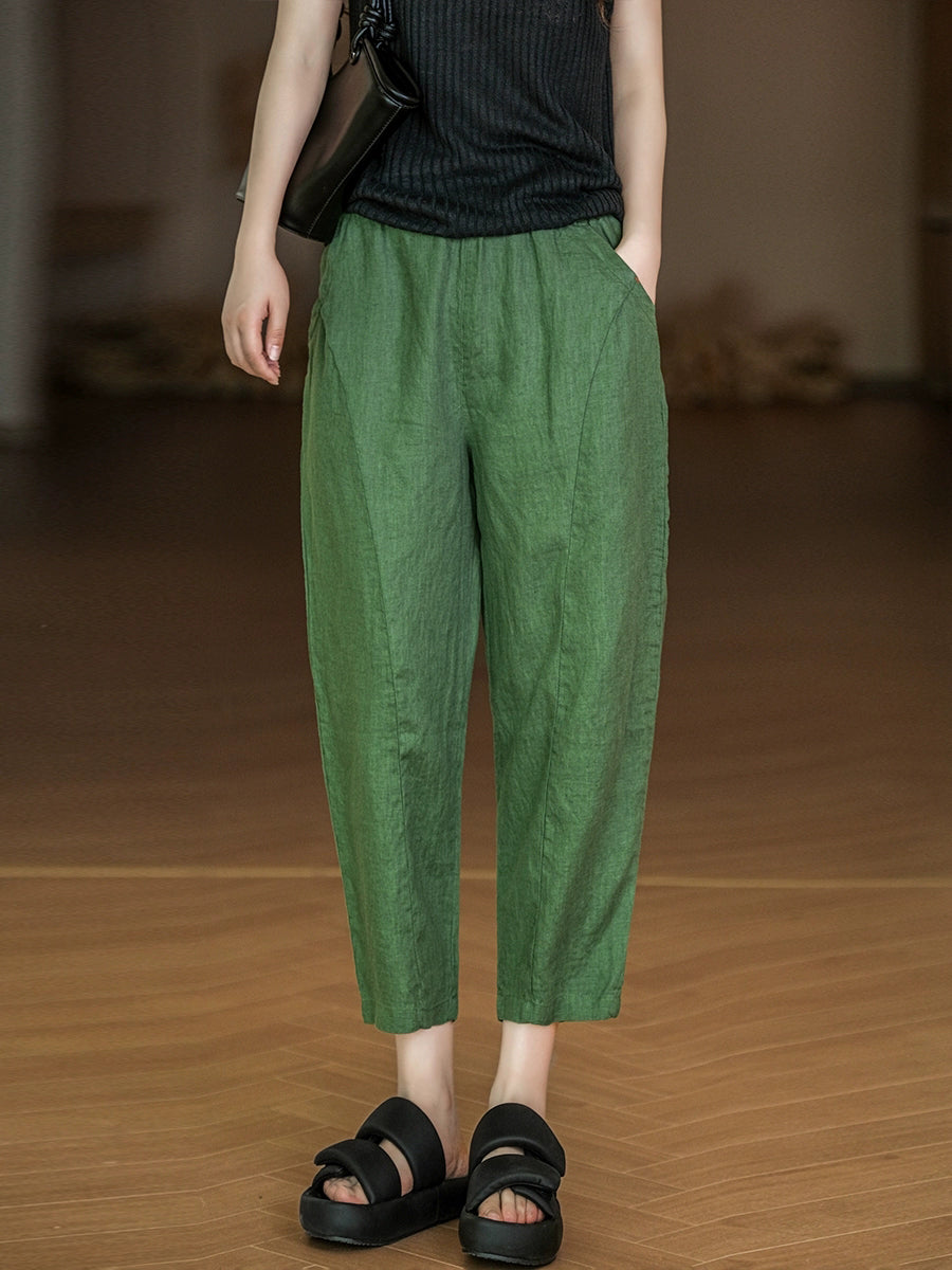 Pure Summer Harem Casual 100% Leinenhose Farbe Damen