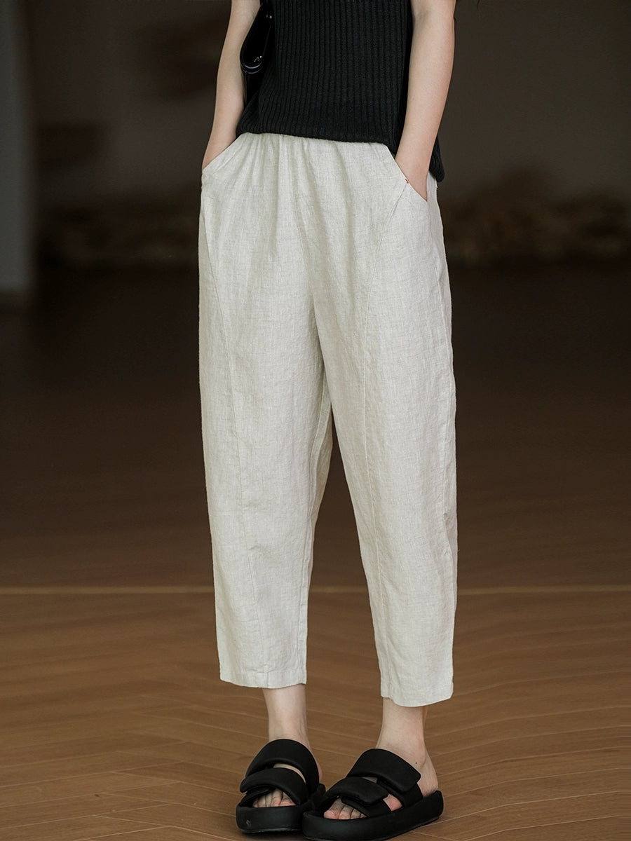 Pure Summer Harem Casual 100% Leinenhose Farbe Damen