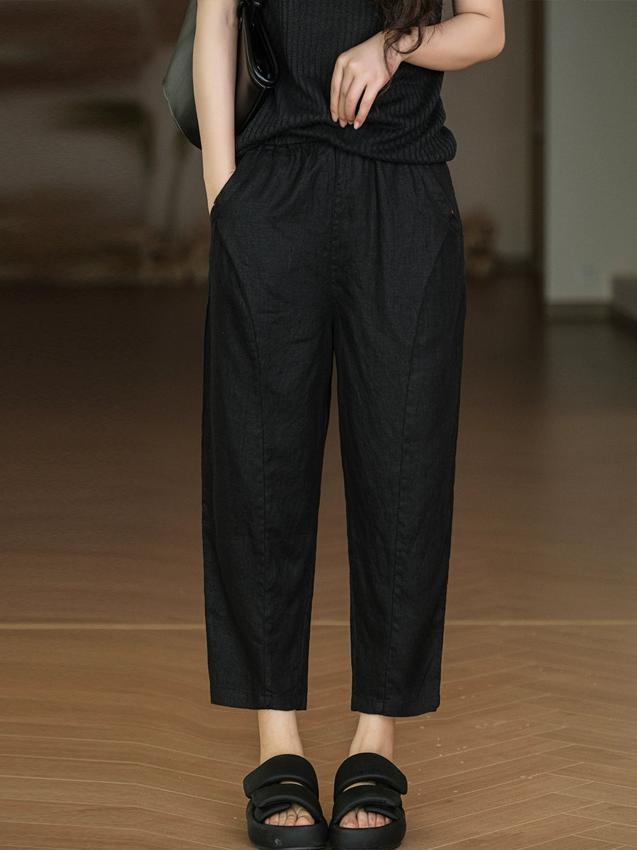 Pure Summer Harem Casual 100% Leinenhose Farbe Damen