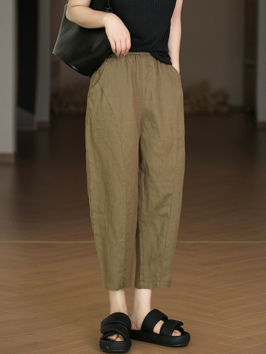 Pure Summer Harem Casual 100% Leinenhose Farbe Damen