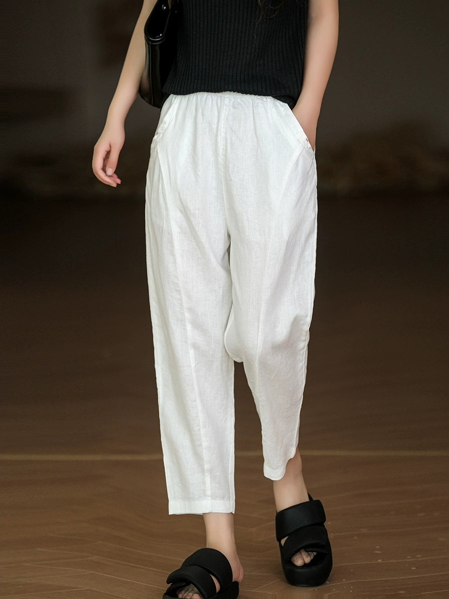 Pure Summer Harem Casual 100% Leinenhose Farbe Damen