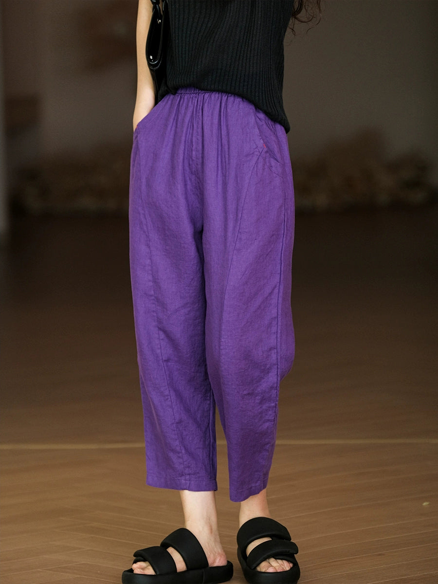 Pure Summer Harem Casual 100% Leinenhose Farbe Damen
