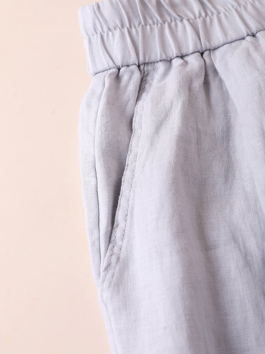 Pantalon droit pur pour femme, 100 % lin, couleur été