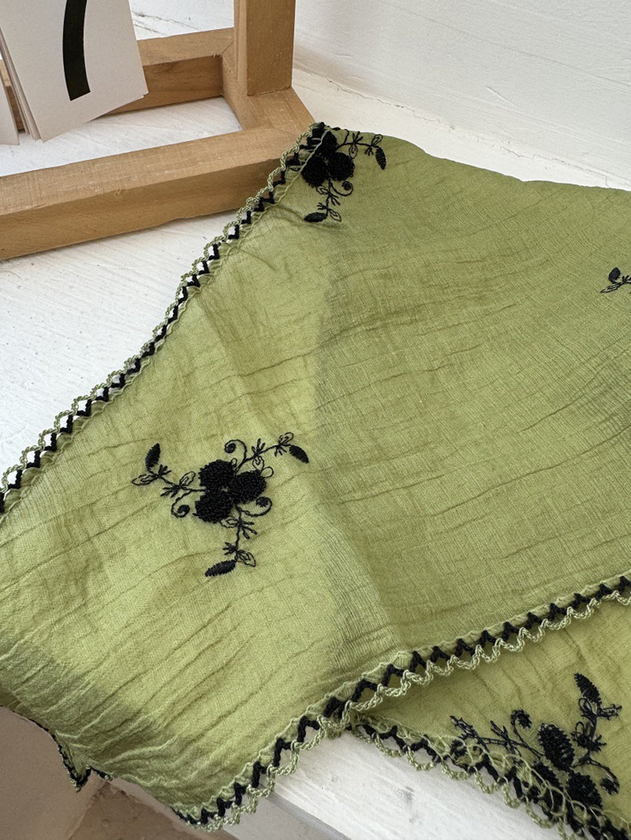 Frauen Stickerei Dreieck Artsy Schal Blume
