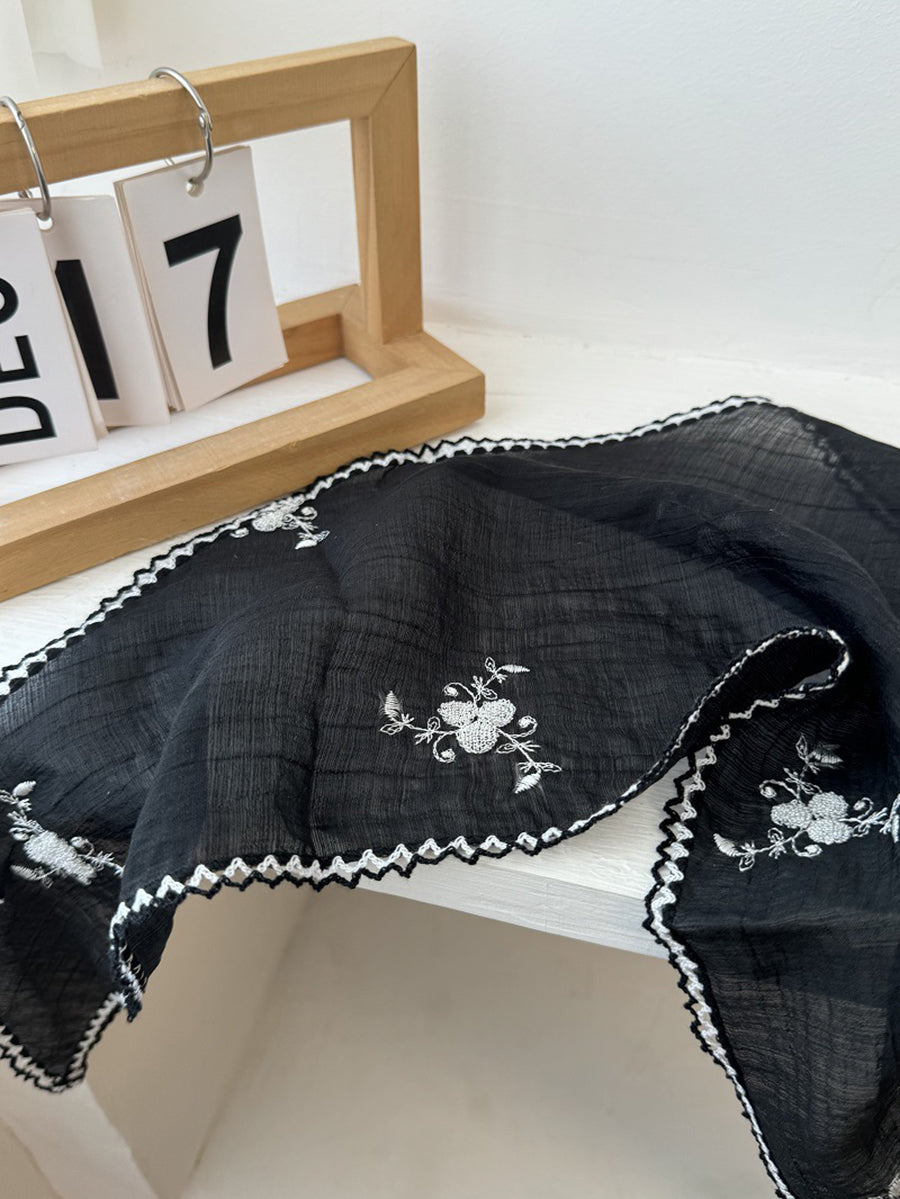 Frauen Stickerei Dreieck Artsy Schal Blume