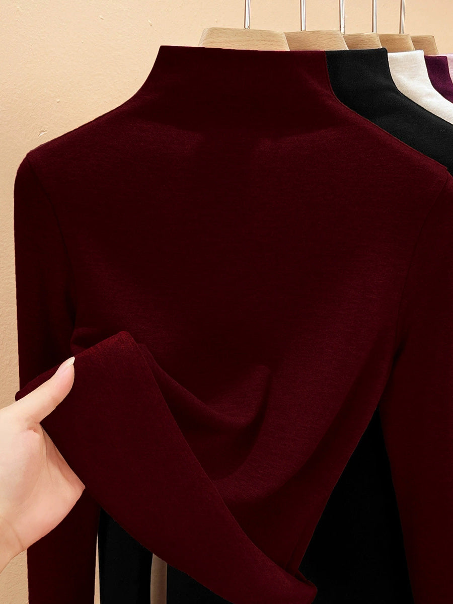 Autumn Half-Turtleneck Blouse Casual Women Warm Base