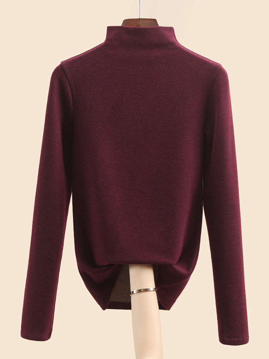 Autumn Half-Turtleneck Blouse Casual Women Warm Base
