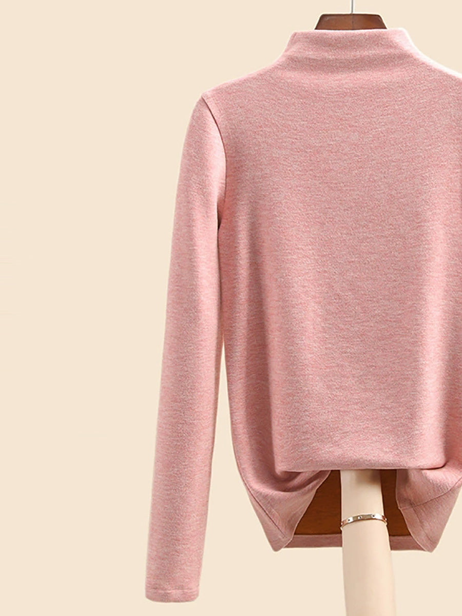 Autumn Half-Turtleneck Blouse Casual Women Warm Base