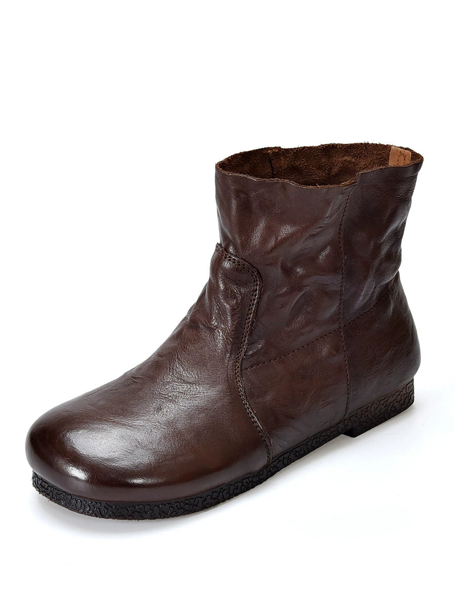 Autumn Women Soft Boots Leather Heel Low Genuine
