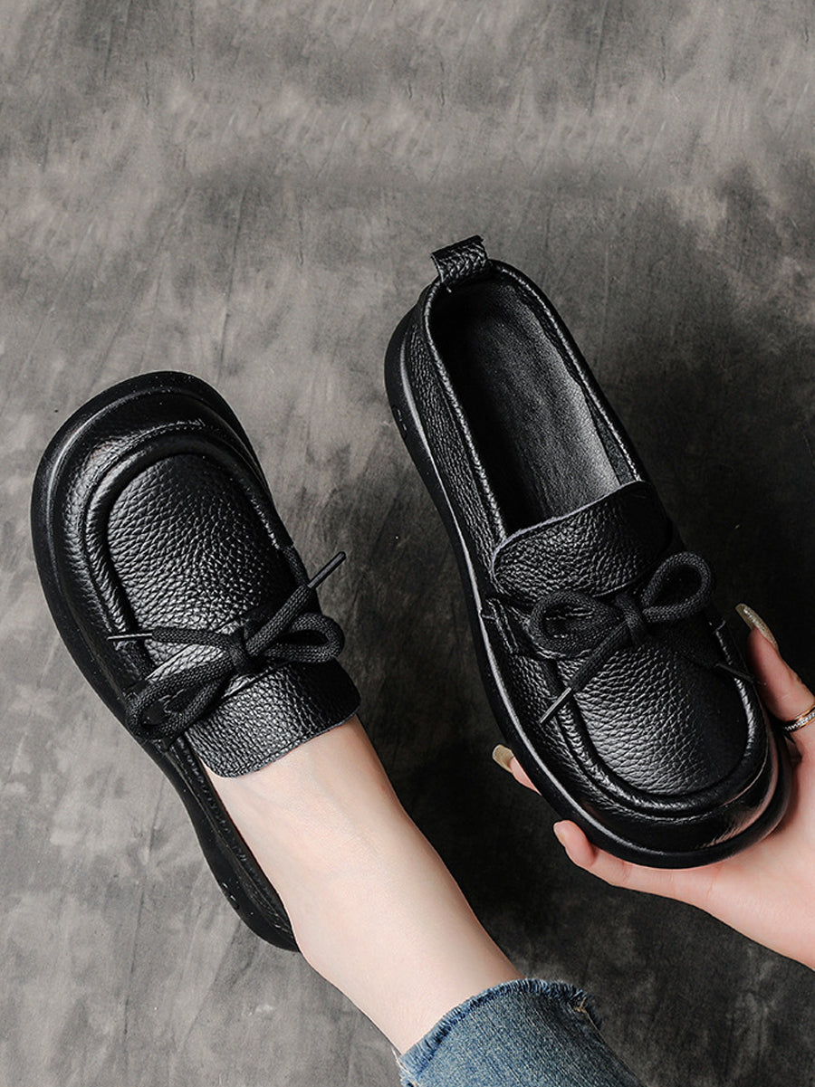 Vintage Shoes Leather Women Soft Flat Genuine