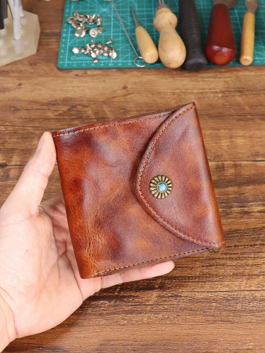 Wallet Leather Retro Square Multifunctional