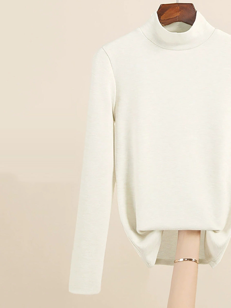 Mid Women Collar Autumn Casual Blouse Base Warm