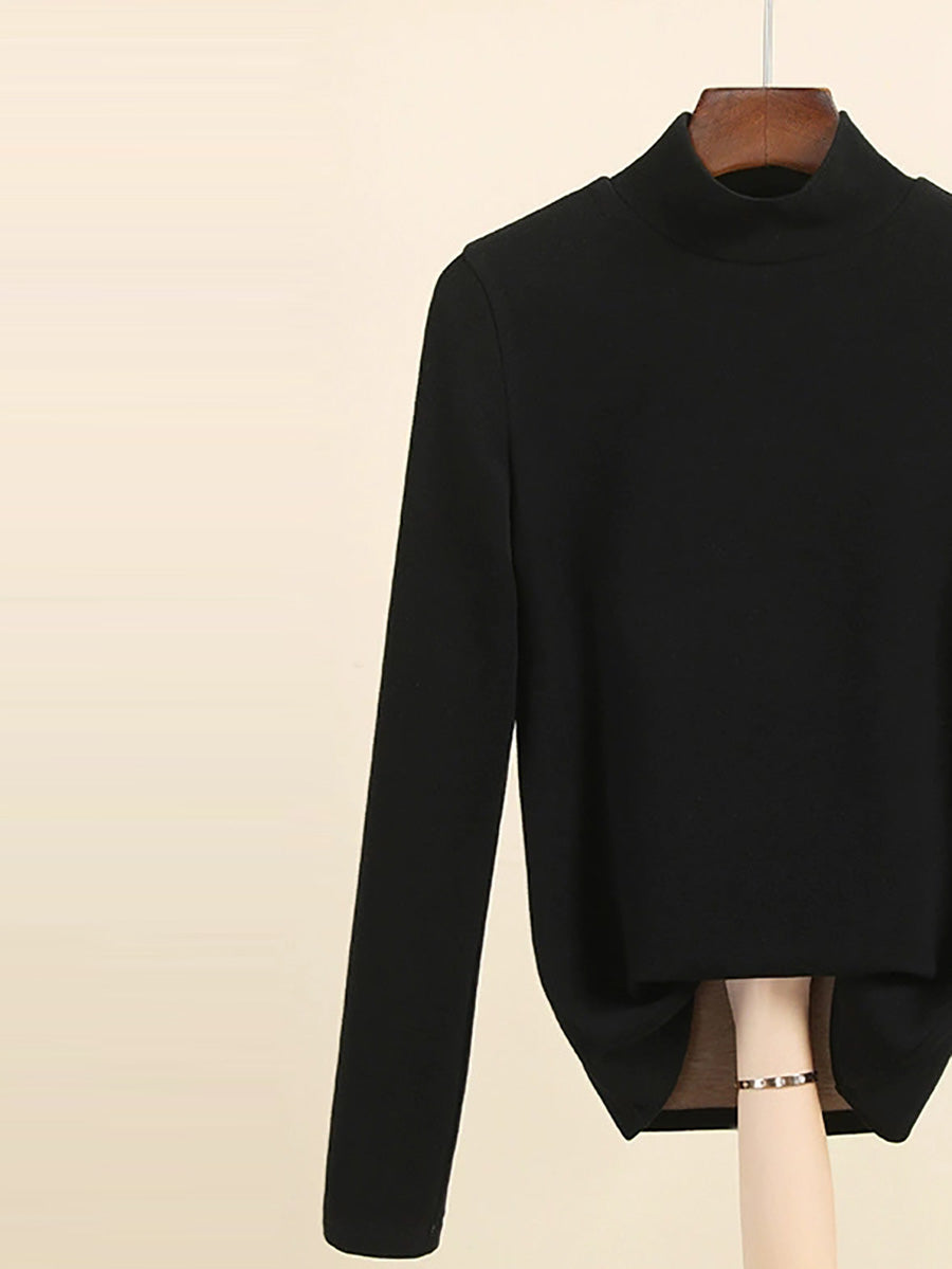 Mid Women Collar Autumn Casual Blouse Base Warm