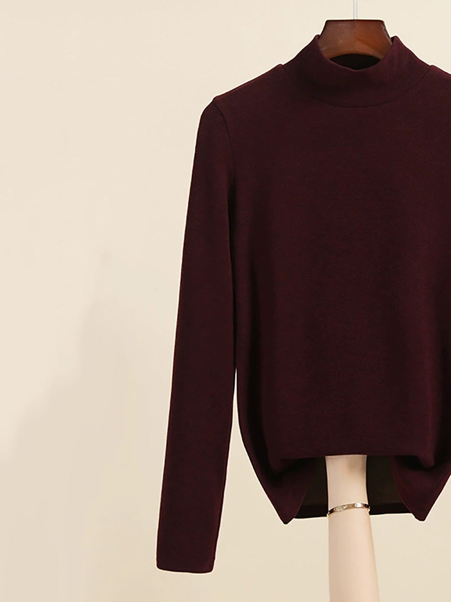 Mid Women Collar Autumn Casual Blouse Base Warm