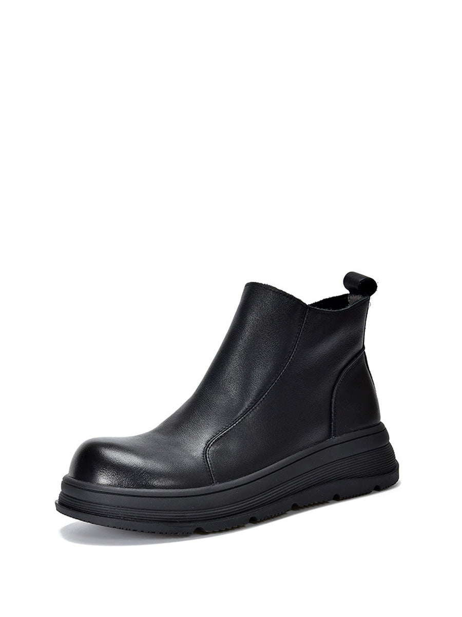 Color Chelsea Boots Leather Women Platform Pure Winter