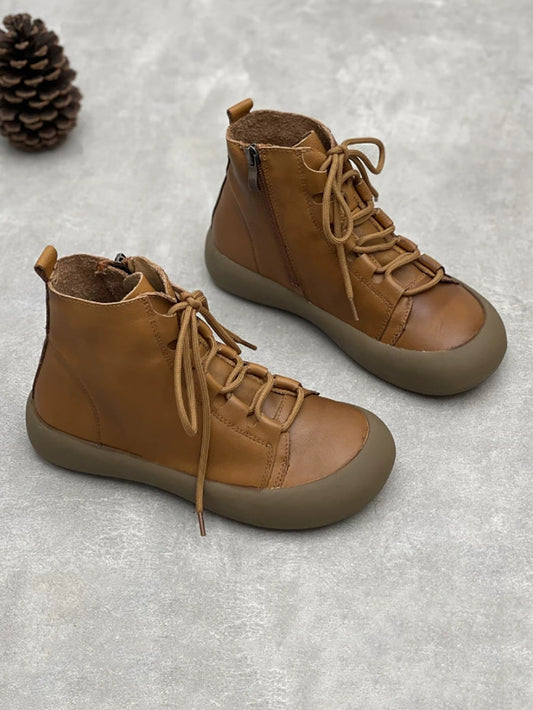 Women Genuine Leather Ankle Vintage Color Boots Pure
