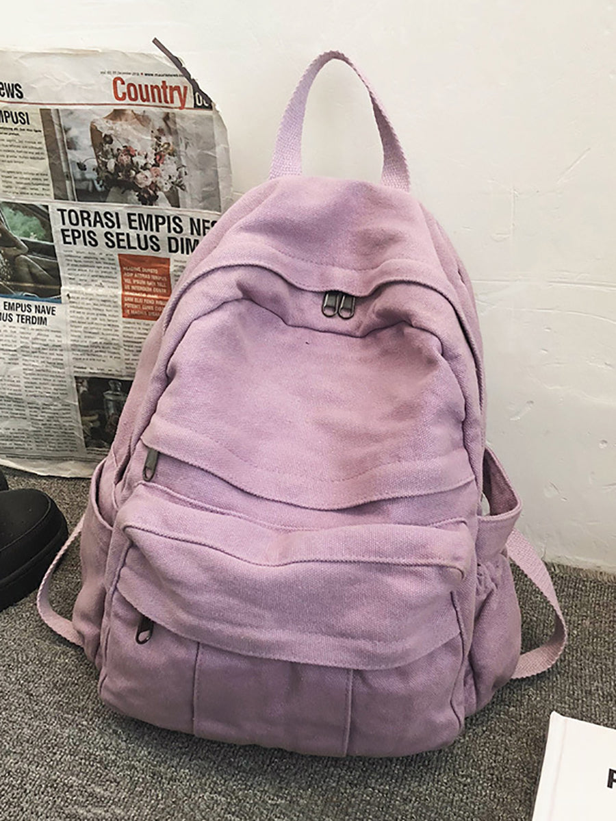 Lässiger Rucksack aus massivem Canvas für Damen mit großem Fassungsvermögen AT1030