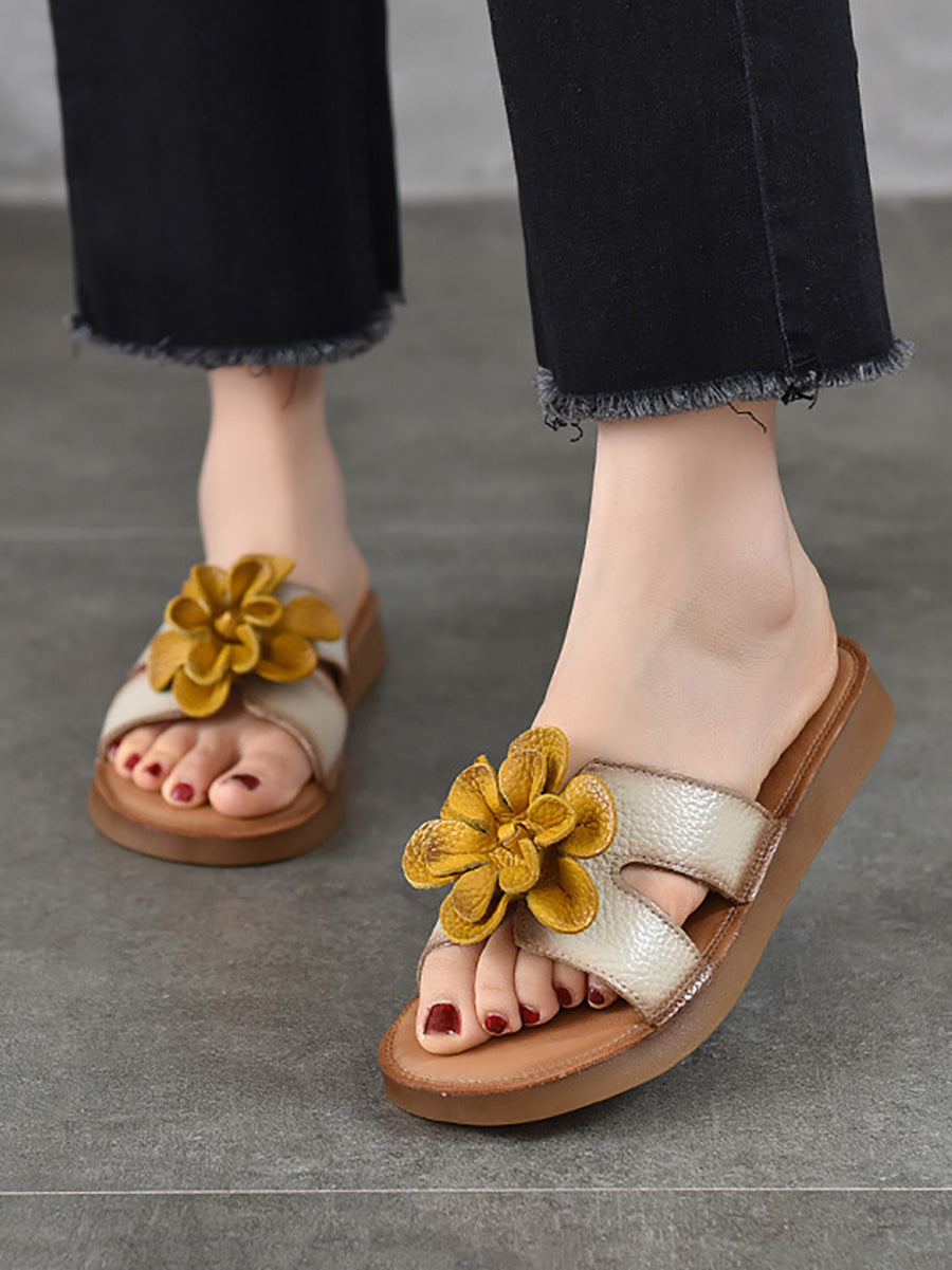 Hausschuhe Echte Blume Damen Casual Leder
