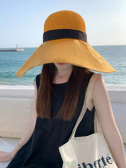 Women Casual Solid Large Brim Sunproof Hat XX1005