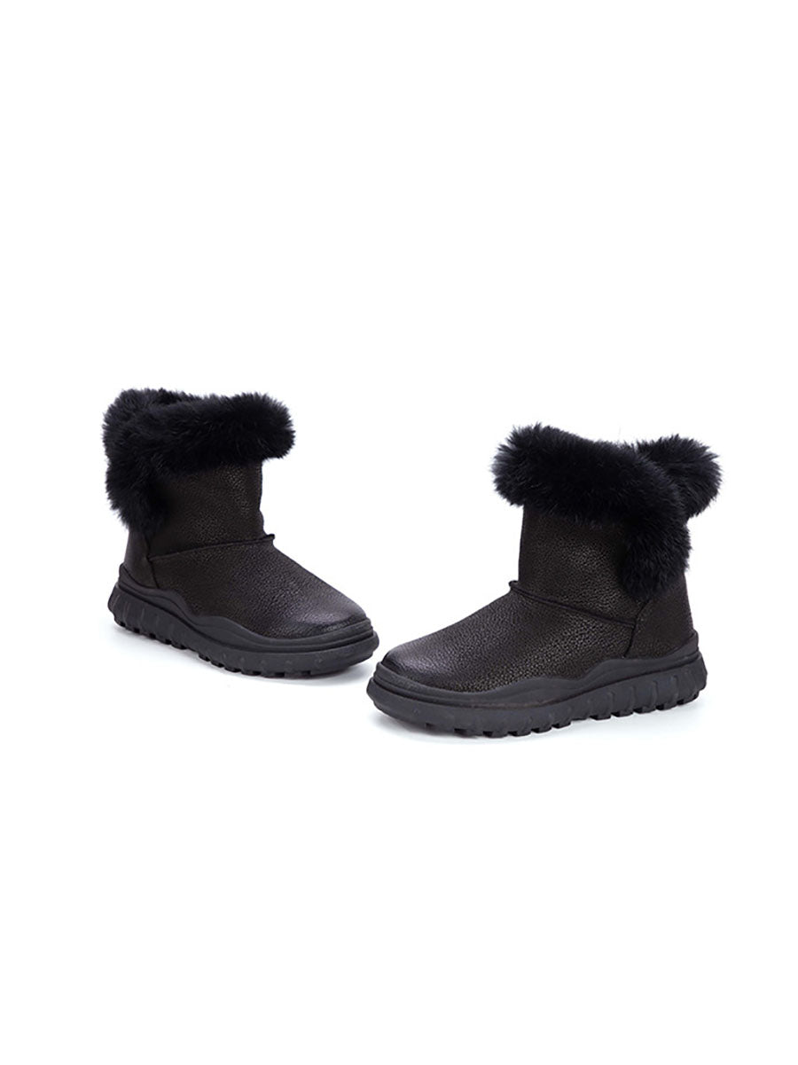 Bottes d'hiver en cuir massif et peluche pour femmes AX1046