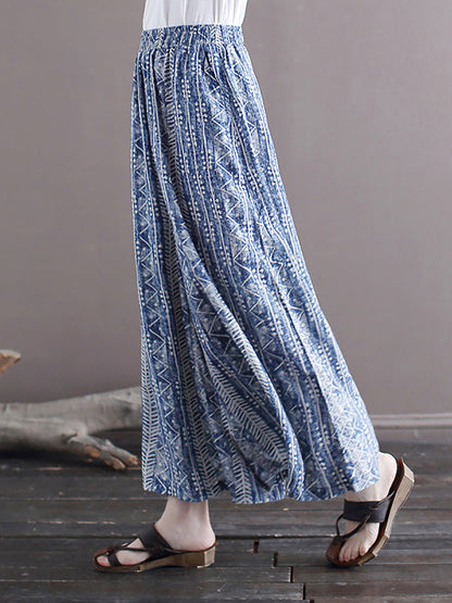 Women Summer Ethnic Batik Wide-leg Loose Pants LL001