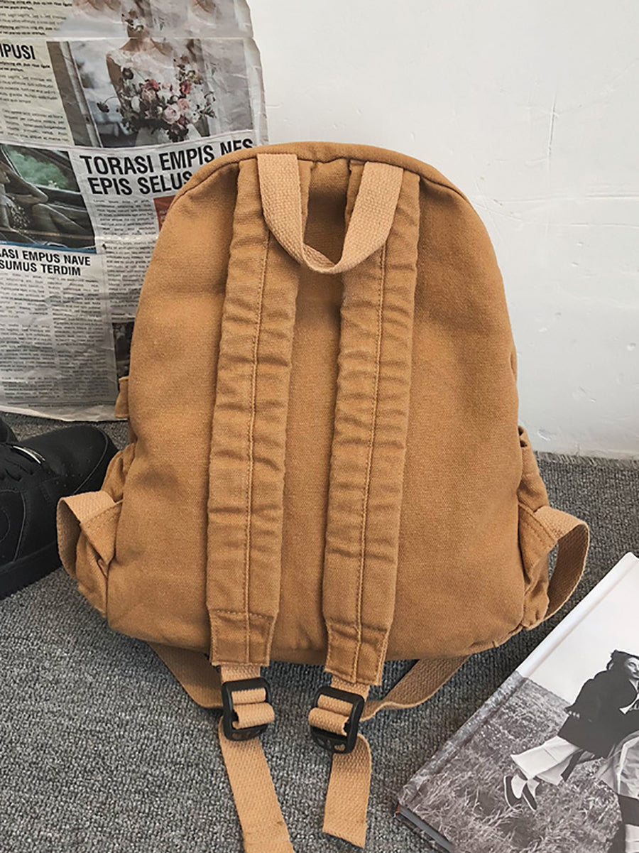 Women Casual Solid Canvas Large Capacity Backpack AT1030