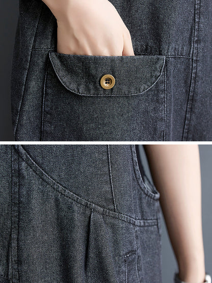 Women Summer Solid Casual Loose Denim Jumpsuits XX1050