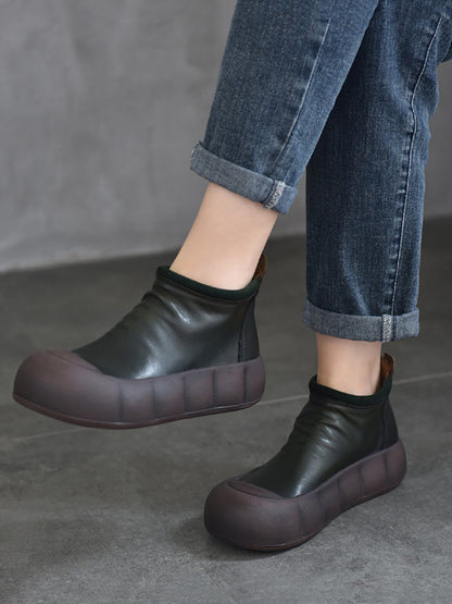 Women Vintage Autumn Soft Leather Platform Boots AS1017