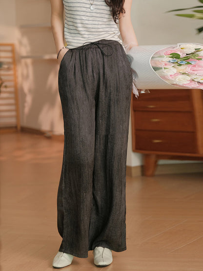 Women Summer Casual Solid Straight Linen Pants OP1055