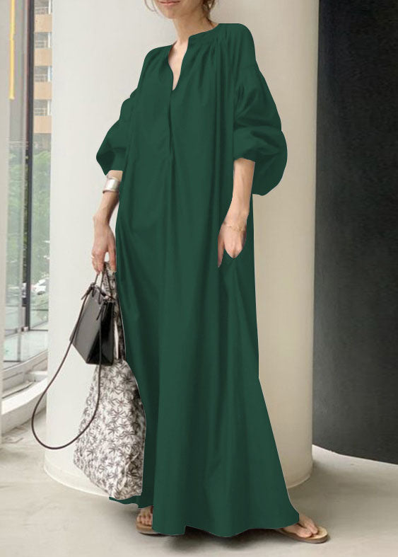 Dresses Bohemian Neck Lantern Apricot V Long Sleeve Oversized