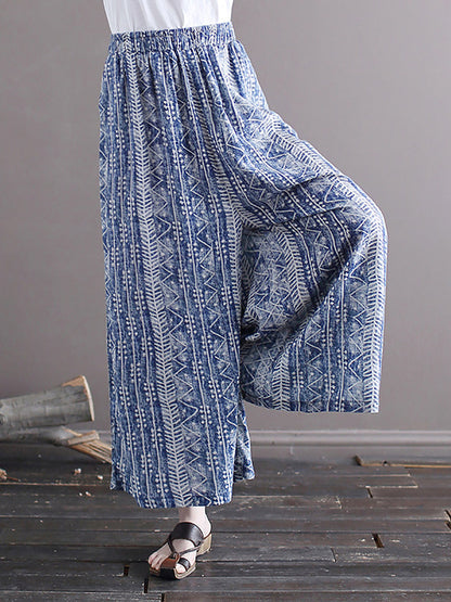 Women Summer Ethnic Batik Wide-leg Loose Pants LL001