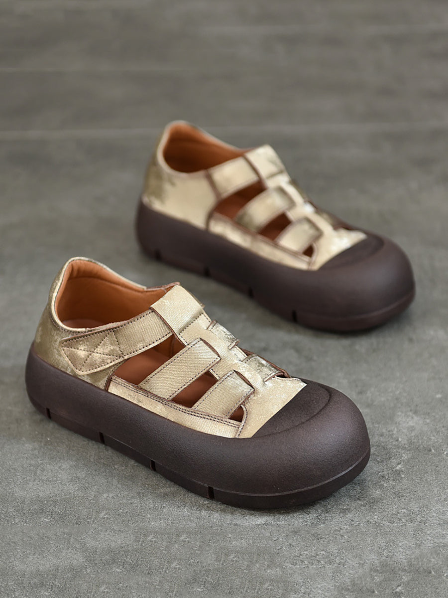 Women Casual Summer Genuine Leather Platform Shoes AA1019