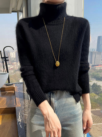 Women Autumn Turtleneck Soft Wool Solid Sweater BA1038