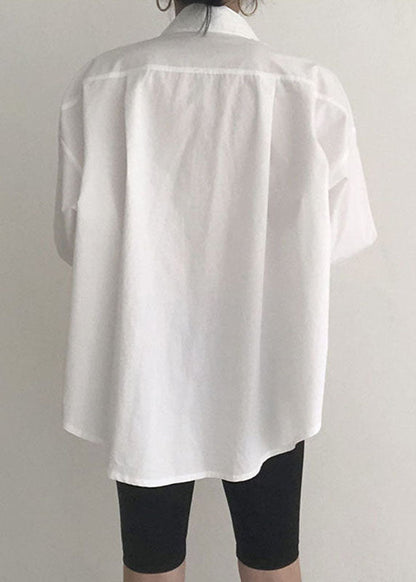 Modern White Peter Pan Collar Button Top Spring TT1004