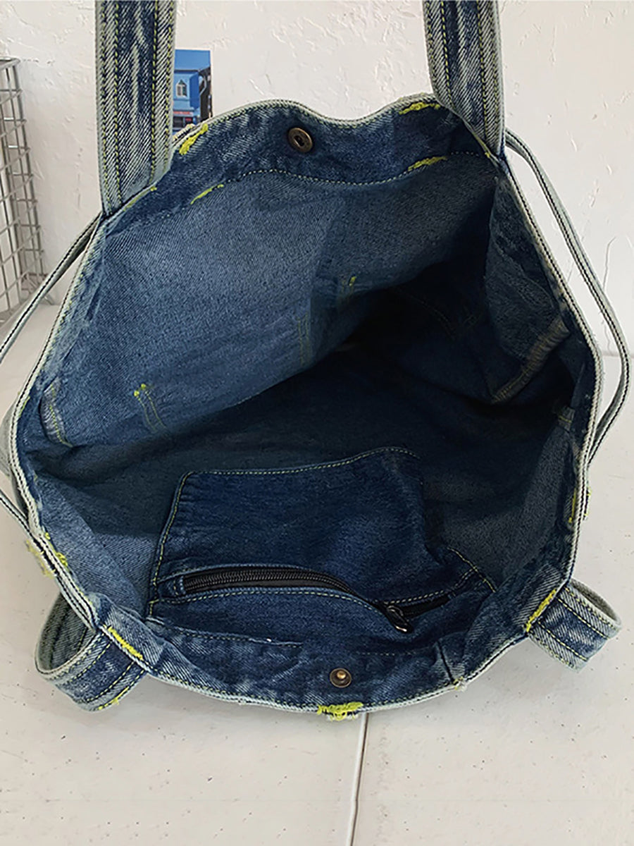 Damen Vintage Feste Tasche Denim Handtasche Schultertasche ZZ1008