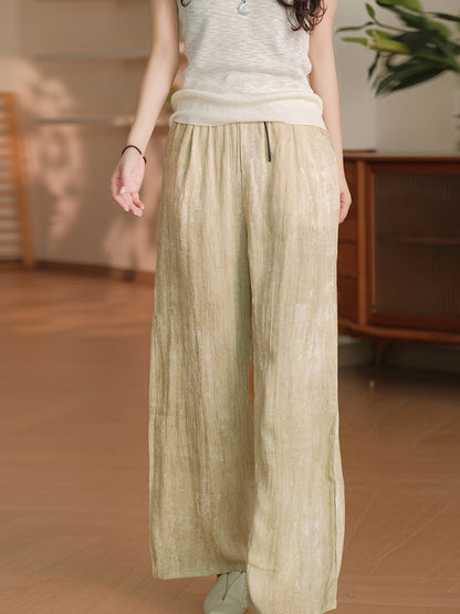 Women Summer Casual Solid Straight Linen Pants OP1055