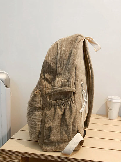 Couple Casual Solid Canvas Zipper Backpack XX1045