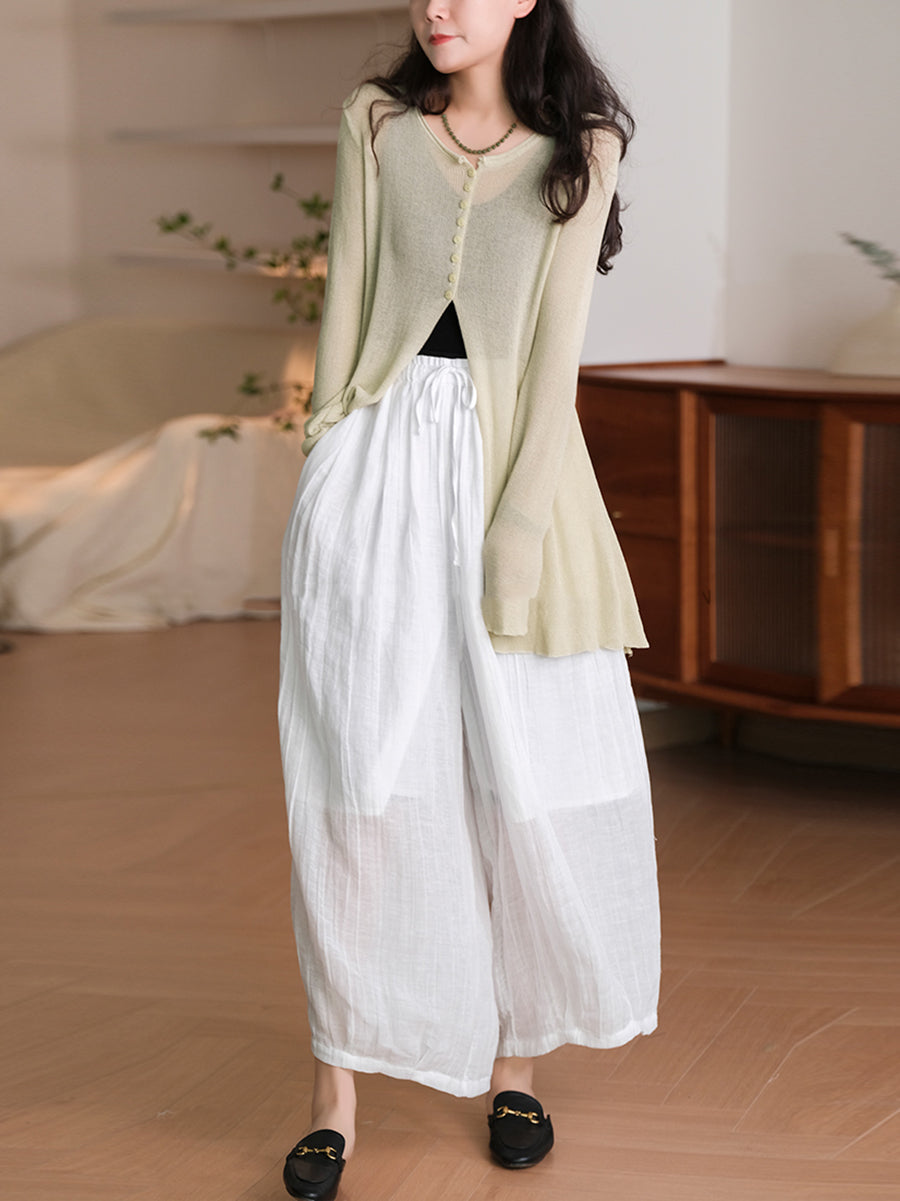 Plus Size Women Casual Solid Summer Linen Harem Pants SC1034
