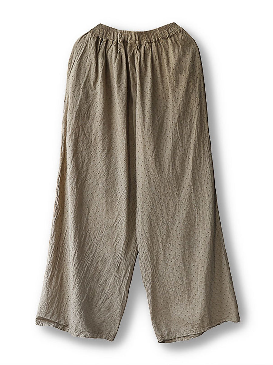 Women Spring Vintage Dot Spliced Cotton Straight-leg Pants SC1019