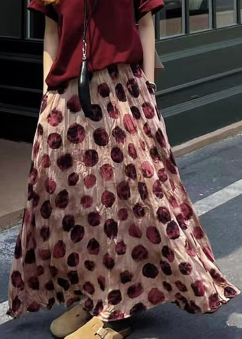 Taille Elastische Röcke Druck Baumwolle Rosa Sommer 